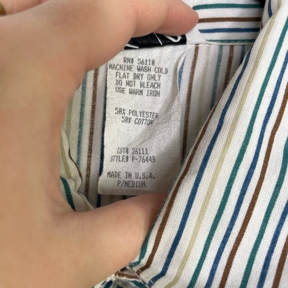 VINTAGE made in USA stripes normcorp buttons blouse - Picture 7 of 10